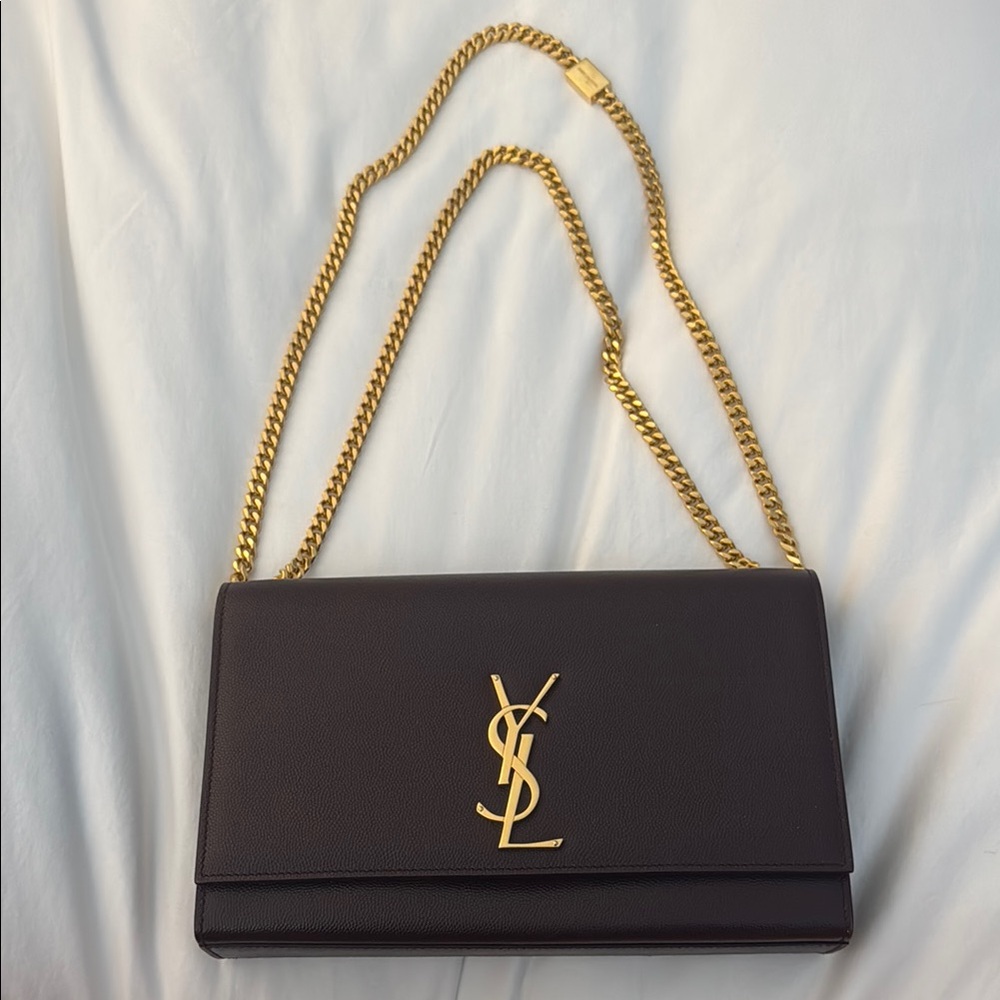 YSL maroon and Gold Chain Bag